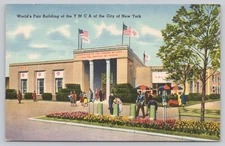 Vintage Linen Postcard YMCA World's Fair Building New York 1930s
