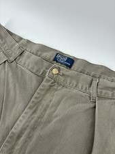 VNTG 80s Polo Ralph Lauren Chino Pants 38X32 Gray Pleated USA Made Distressed