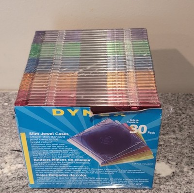 Dynex Slimline Plastic Jewel Cases Multicolor 30 Pack for CD/DVD/Blu-ray
