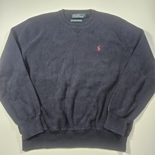 Vintage Polo Ralph Lauren Sweater 90s Navy Blue USA Made Size XL Crewneck