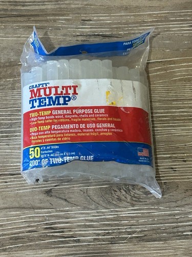 CRAFTY Multi-Temp Glue Sticks Pack of 50- 4" x .44" Two-Temp General Purpose