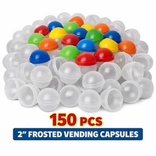 Vending Capsules 2 Frosted With Colored Lids. Qty 150. Fits Vending Machine