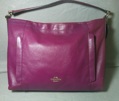 Coach 36957 Pebbled Leather Shoulder Tote Oxblood Burgundy Gold Hardware Zip Top