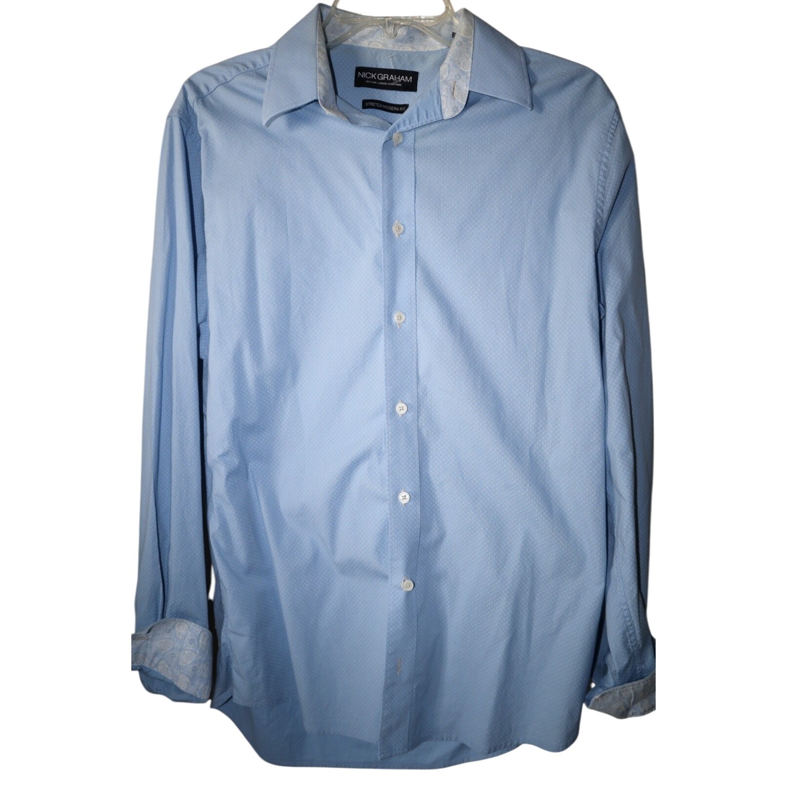Nick Graham Mens Button Up Dress Shirt Stretch Modern Fit 15.5/ 34-35