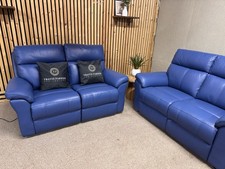 La-Z-Boy Dixie 3 Seater Static Sofa, Ocean Blue Leather,  RRP £1649