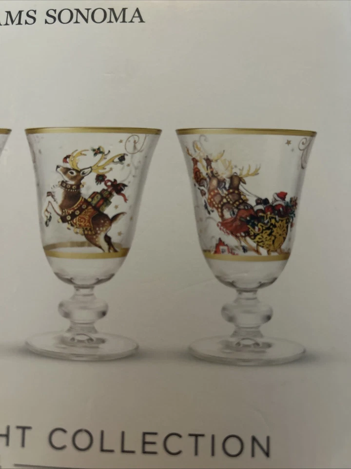 Williams Sonoma Twas la Noche Antes de Navidad Juego de 4 Copas Nuevas en Caja Foto 3 de 4