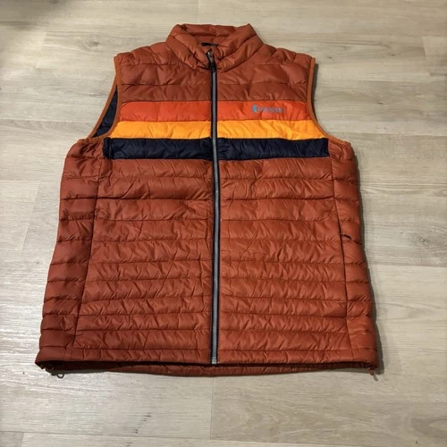 Cotopaxi Vest Mens XL Orange Down Puffer Insulated Full Zip Lightweight Packable - product listing photo