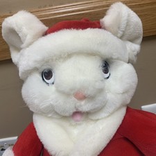 Vintage Westcliff Collection Santa Mouse White Plush 18" Stuffed Christmas