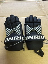 Brine Black White Lacrosse Gloves Size 12 5 Finger Cinch Cord S-GLLPGSBK12 Brine Black White Lacrosse Gloves Size 12 5 Finger Cinch Cord S-GLLPGSBK12 - Image 1