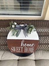 Rustic Home Sweet Home Door Hanger Wood Sign