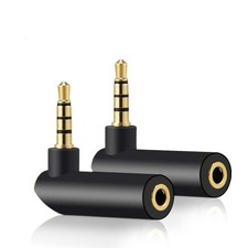 Paquete de 2 adaptadores de audio macho a hembra de ngulo recto de 3.5 mm