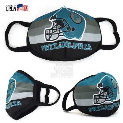 2 pack Philadelphia Fashion Cloth Face Mask Football team color Helmet Washable