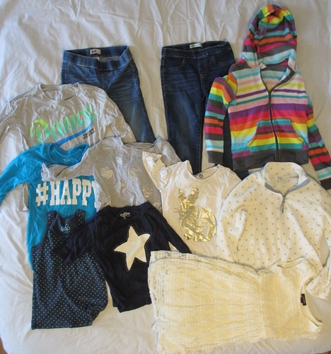 Girls Size 8 Shirts, Pants, Jeggings, Fleece Hoodie, Dress, 11 Items