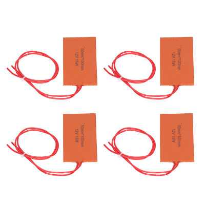 4-Pack Silicone Rubber Heating Pads - 12V DC, 20W, 2x5.9 Inch, For Drums, Pails, Pipes & Equipment