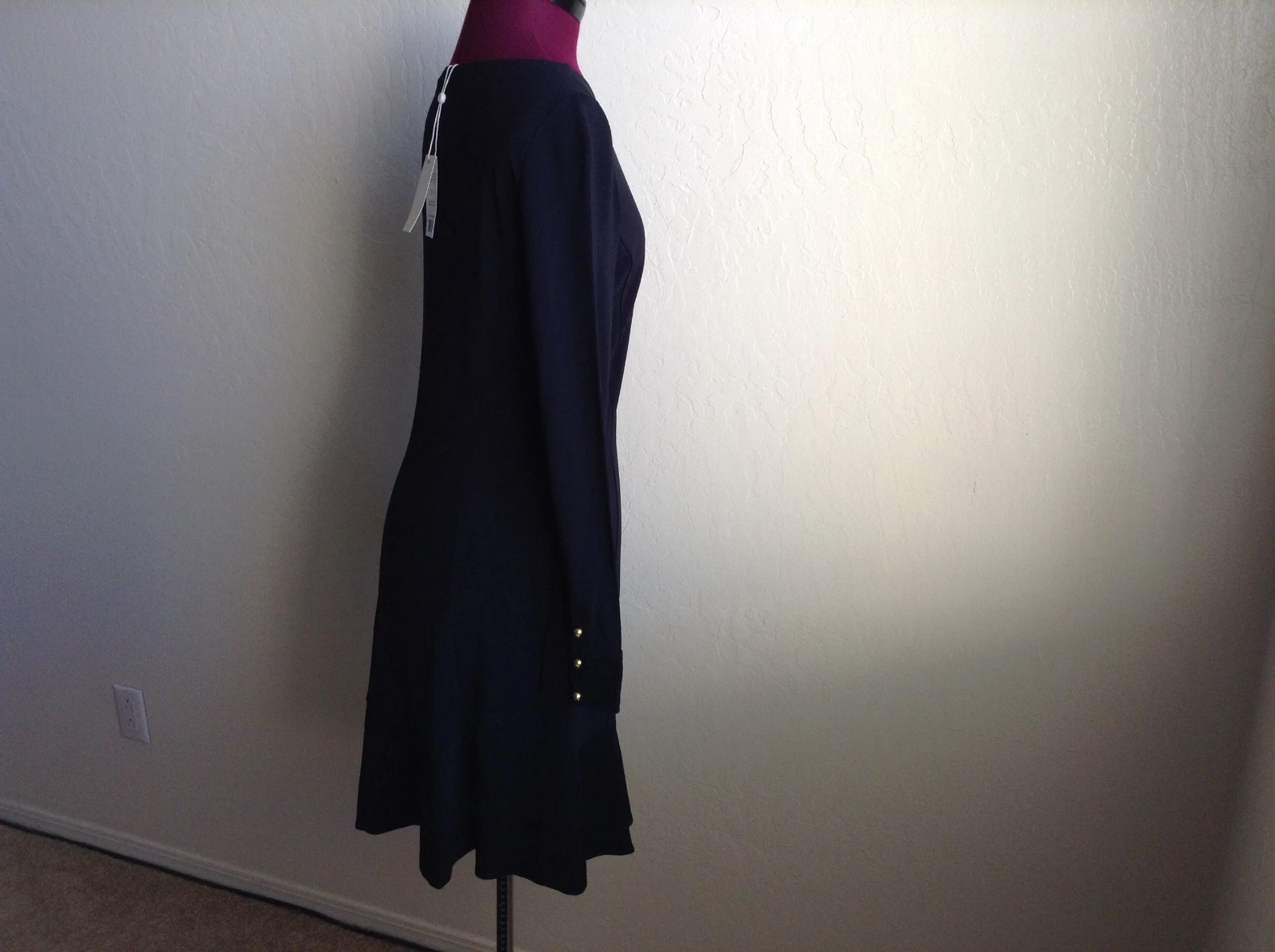 Abito nuovo con etichette Tory Burch $295 'Foster' orlo increspato * nero * medio * ESAURITO