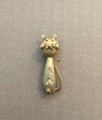 Vintage MAMSELLE Gold-Colored Metal CAT PIN