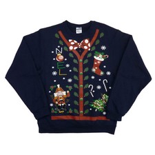 Holiday Party Mens Blue Noel Nutcracker Mistletoe Christmas Sweatshirt