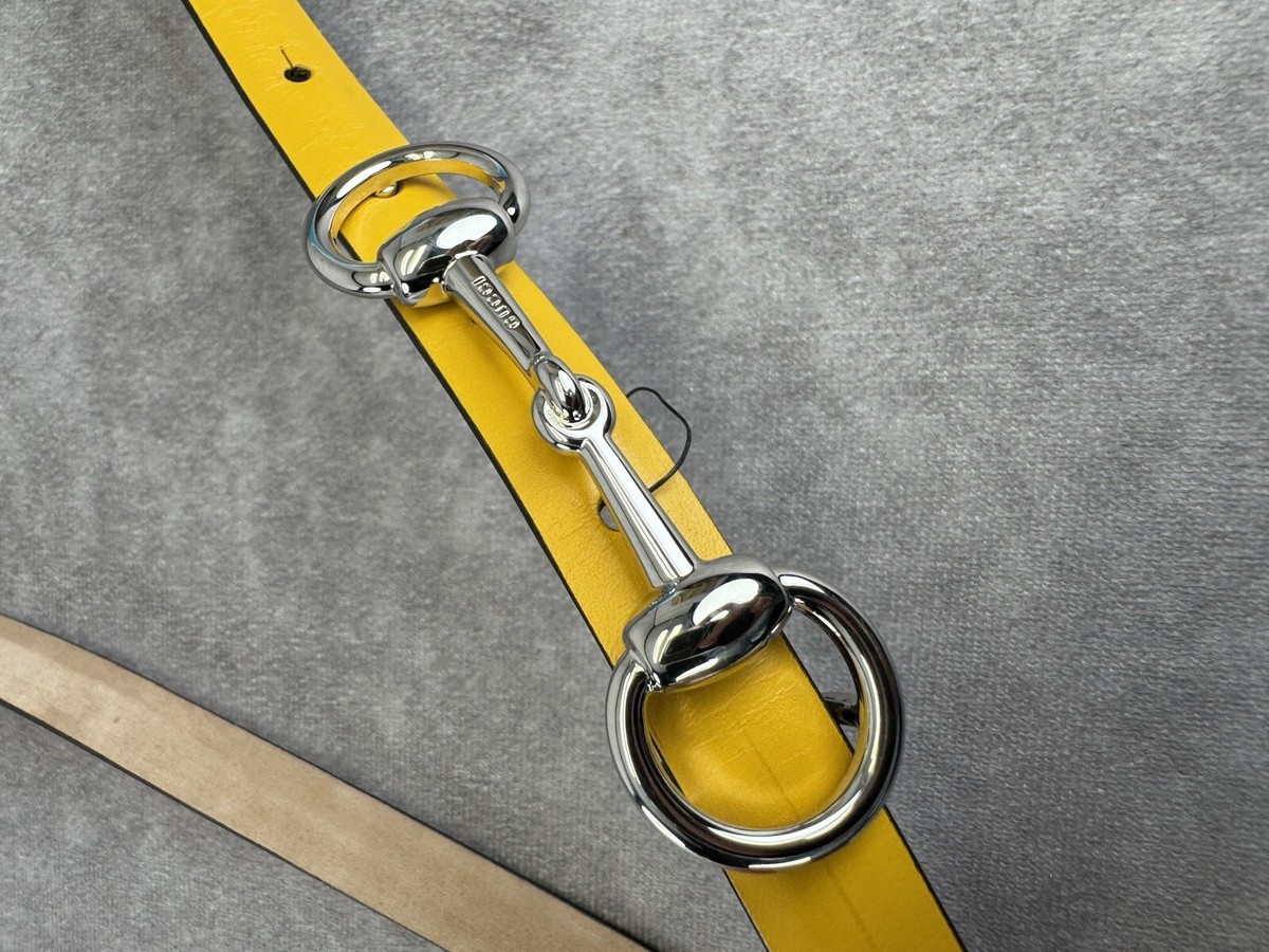 Authentic GUCCI Yellow Calfskin Leather Skinny Buckle Belt Authentic GUCCI Yellow Calfskin Leather Skinny Buckle Belt