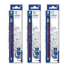Staedtler Tradition Pencils with Eraser Boxed HB Grade Pack of 36
