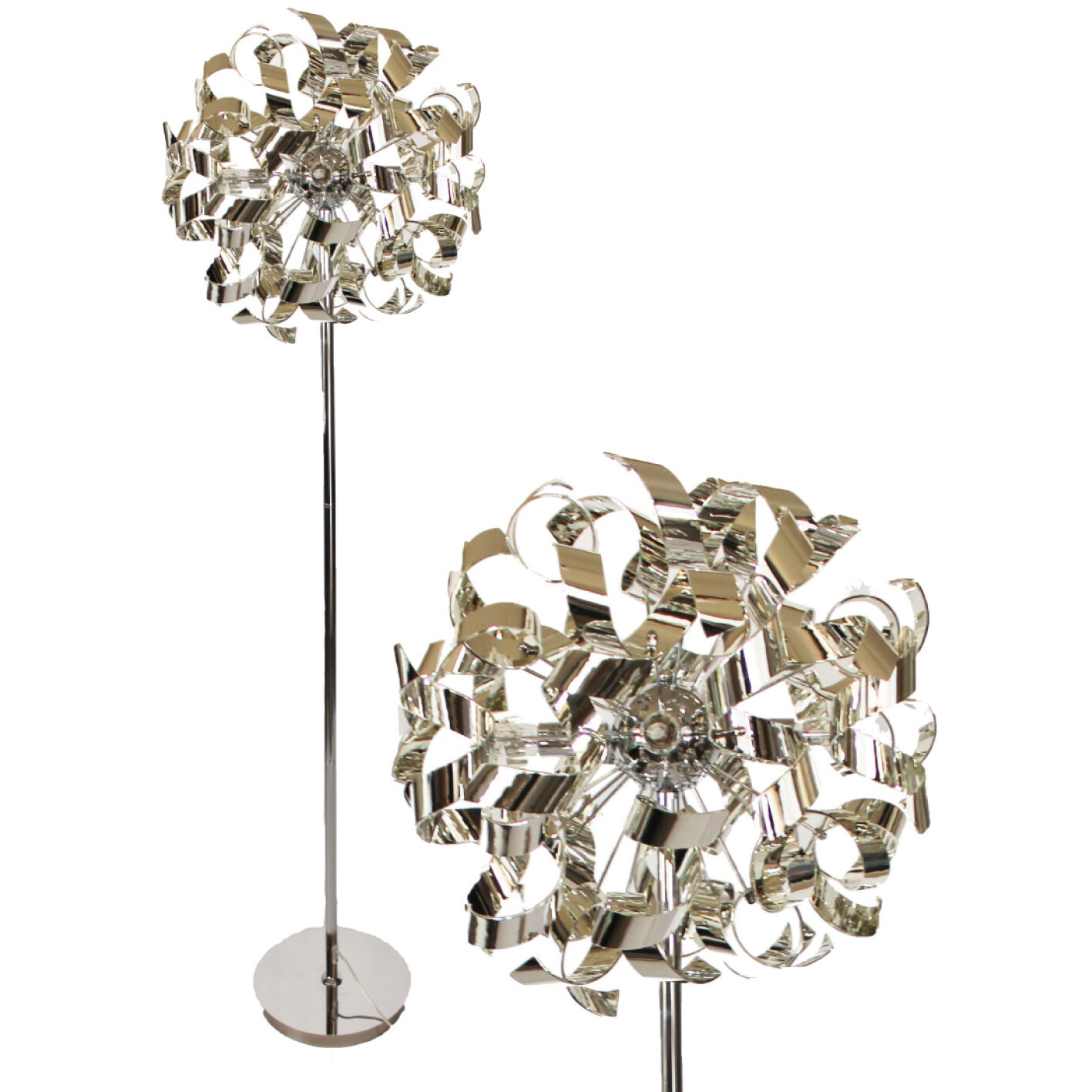 Lampadaire sur pied LED moderne anti-éblouissement avec frises abat-jour pour bureau
