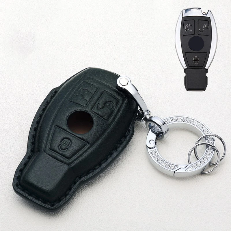 For Mercedes Benz A B C E S G SL SLK GLA GLK Genuine Leather Car Key Case Cover Foto 4 de 4