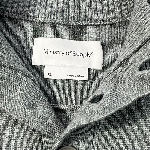 Ministry of Supply Wool Blend Sweater Men XL Gray Mock Neck Henley Pullover - Picture 4 of 14