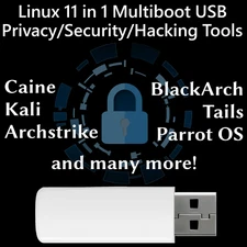 Linux 11 in 1 Boot Drive Operating Systems OS Security Privacy Kali Tails Arch