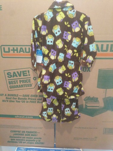 Girls Bunz Kidz 3 Pc Brown Purple 🦉 Owl Fleece Pajamas and Robe Set Sz 2T NWT - Picture 2 of 3