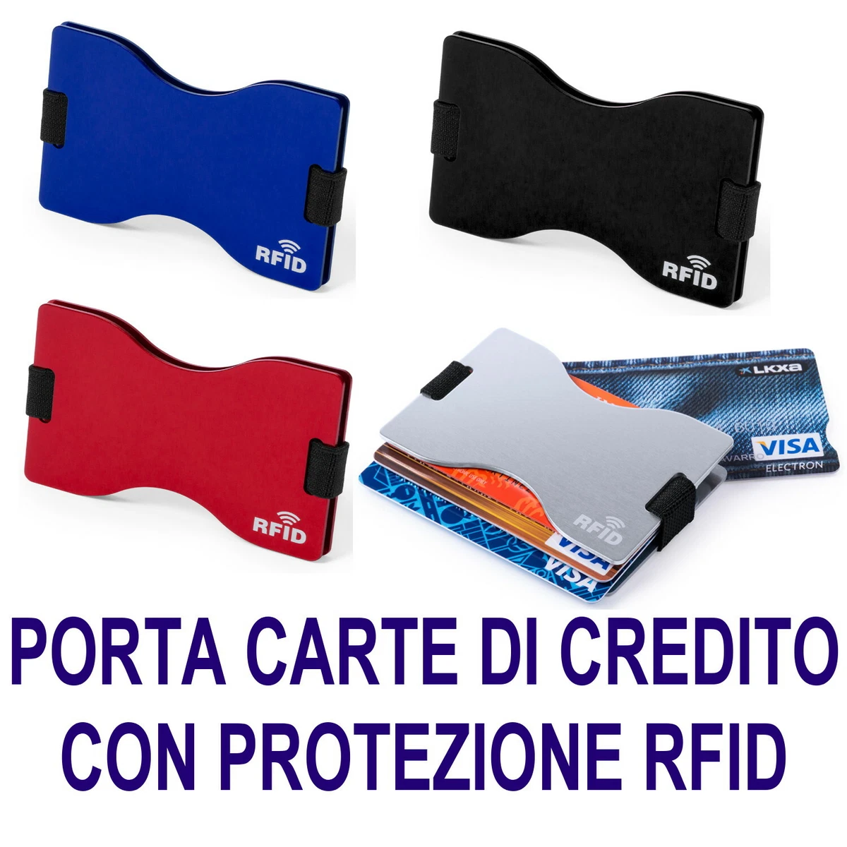 PORTA CARTE DI CREDITO PROTEZION RFID ANTI CLONAZIONE BANCOMAT PORTAFOGLIO