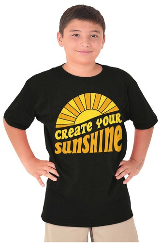 Groovy Retro Create your Sunshine Saying Youth Crewneck T Shirts Boy or Girl - Picture 4 of 7