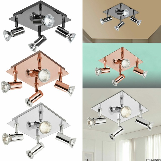 Homebase Baya 4 Spotlight Chrome Ceiling Light Fitting Post Uk