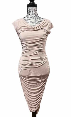 bailey 44 ruched dress Bailey 44 Blush Sleeveless Midi Dress with Ruched Sides Bodycon Size Small