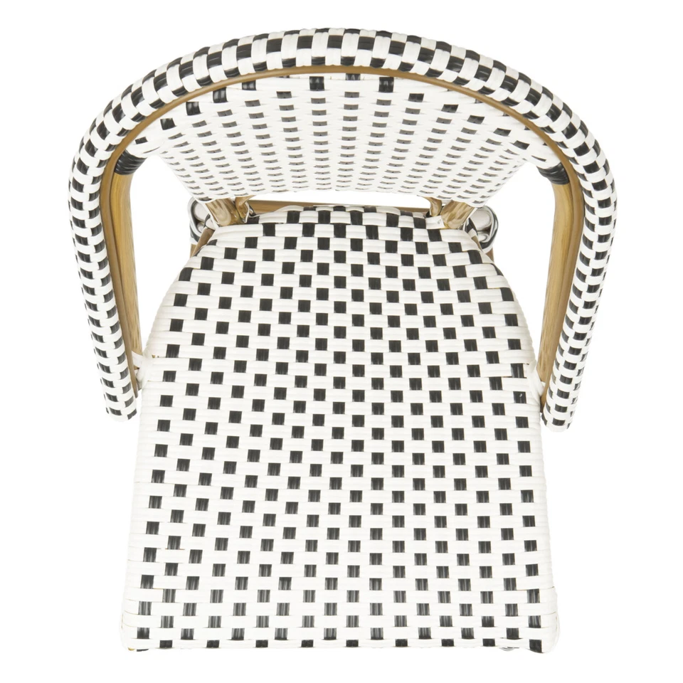 SAFAVIEH Outdoor Collection Zaid Stackable Bar Stool | Black/White/Brown | - Image 2 of 4