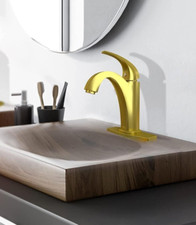 New TTILL Bathroom Faucet Brushed Gold Brass Tone Lavatory Vessel Faucet