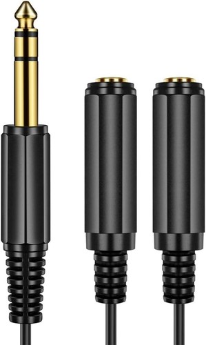 Stereo Splitter Adapter Cable 6.35mm 0.6ft Gold Plated for Headphones, Amps - Picture 6 of 8