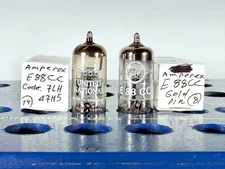 Matched Pair Amperex E88CC 6922 ECC88 Heerlen Holland Gold Pin Tested Good Tube
