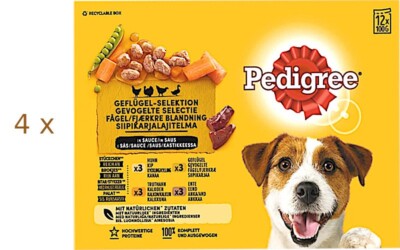 48 x 100 g Pedigree Geflügel-Selektion (  6,35/kg) in Sauce - Hundefutter