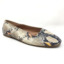 Madewell The Cory Flats Loafers Shoes Womens Size 7.5 Beige Black Snake Leather