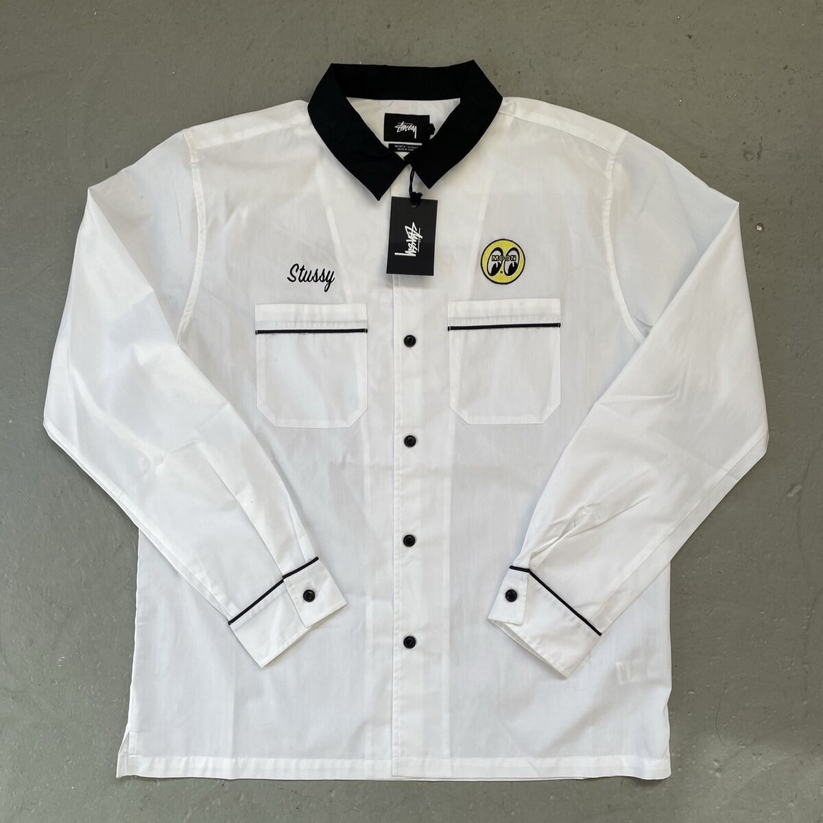 Stussy X MoonEyes Bowling Shirt Loop Collar Vintage Racing Stussy X MoonEyes Bowling Shirt Loop Collar Vintage Racing