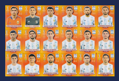 Argentina Team - 18 Players Stickers Set - Panini FIFA World Cup 