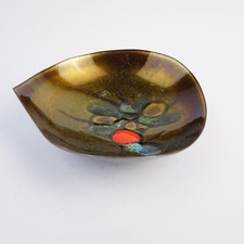 DDR Emaile Schale Messing Bunt Mid Century Signiert