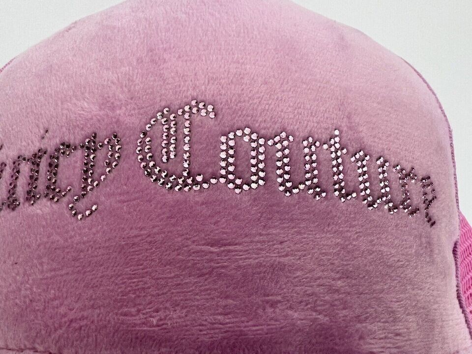 New Juicy Couture LOGO Pink Velour Baseball Cap Hat Crystals