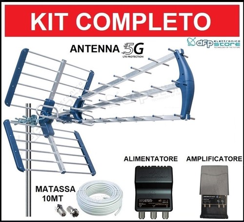 Antenna TV Esterna Piatta Amplificata 4K UHD – Filtro 4G Integrato, Guadagno 43 DB, Design Compatto