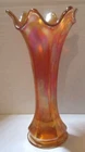Fenton Fluted Carnival 6-Point Marigold Iridescent Vase - Beautiful Antique