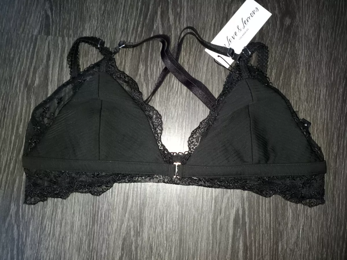 VS For Love And Lemons strappy pleated Bralette new medium black