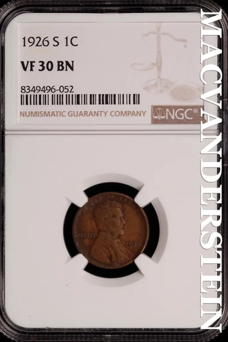 1926-S Lincoln Wheat Cent - NGC VF 30 BN - Scarce  No Reserve  #SLH185