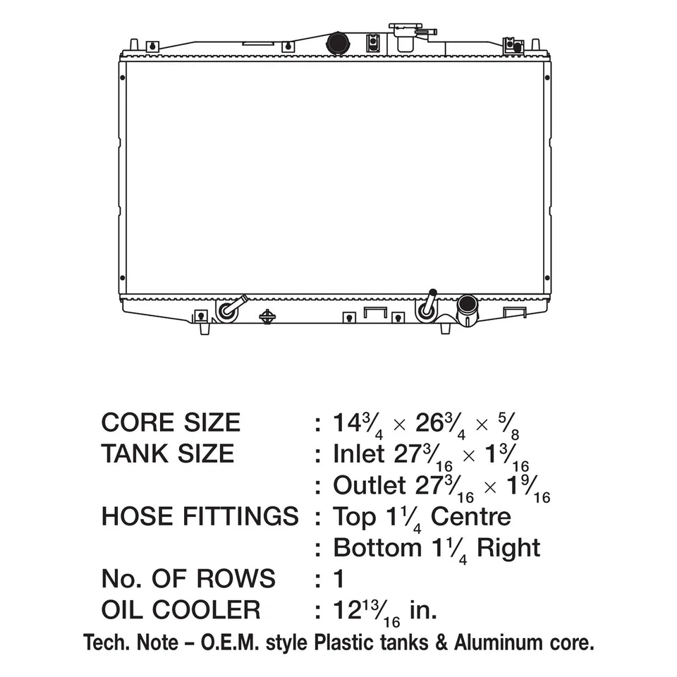 For Honda Accord 1998-2002 CSF 2722 Engine Coolant Radiator - Imagem 2 de 2