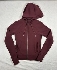 Lululemon Full Zip Maroon Red Sz 4 Hooded Stretch Athletic Jacket Nylon Blend A