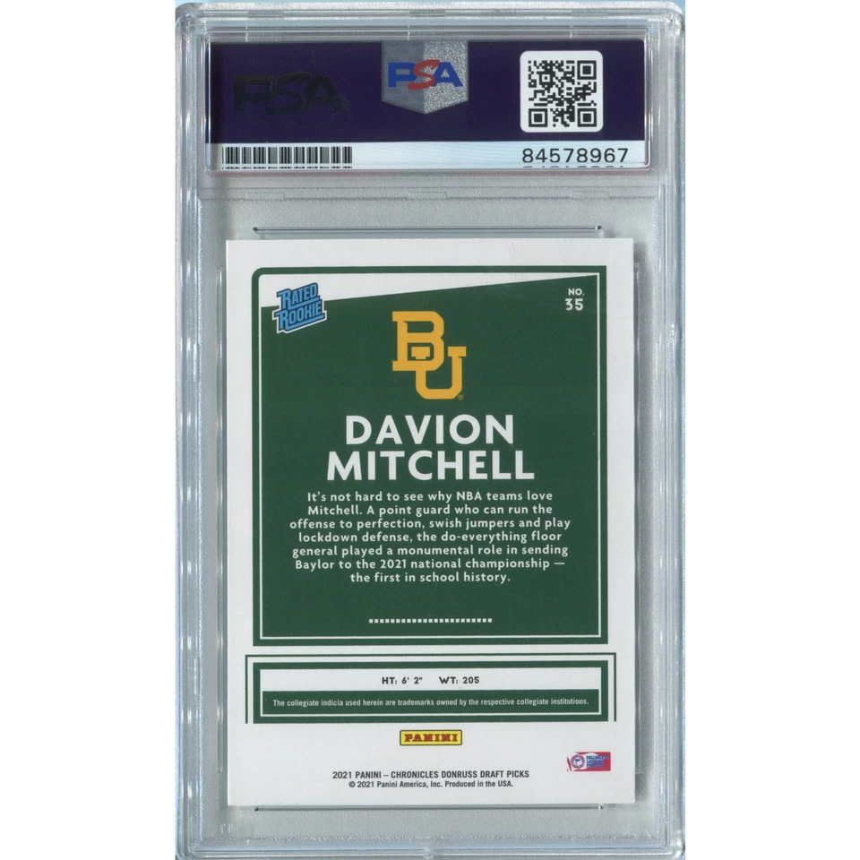 Davion Mitchell Signed 2021 Panini Chronicles Draft Picks #35 RC Auto PSA/DNA - Image 2 of 2
