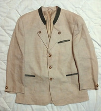 Traditional Trachten Linen Jacket Tyrol Loden Blazer WOHRL Beige (US38) EU48